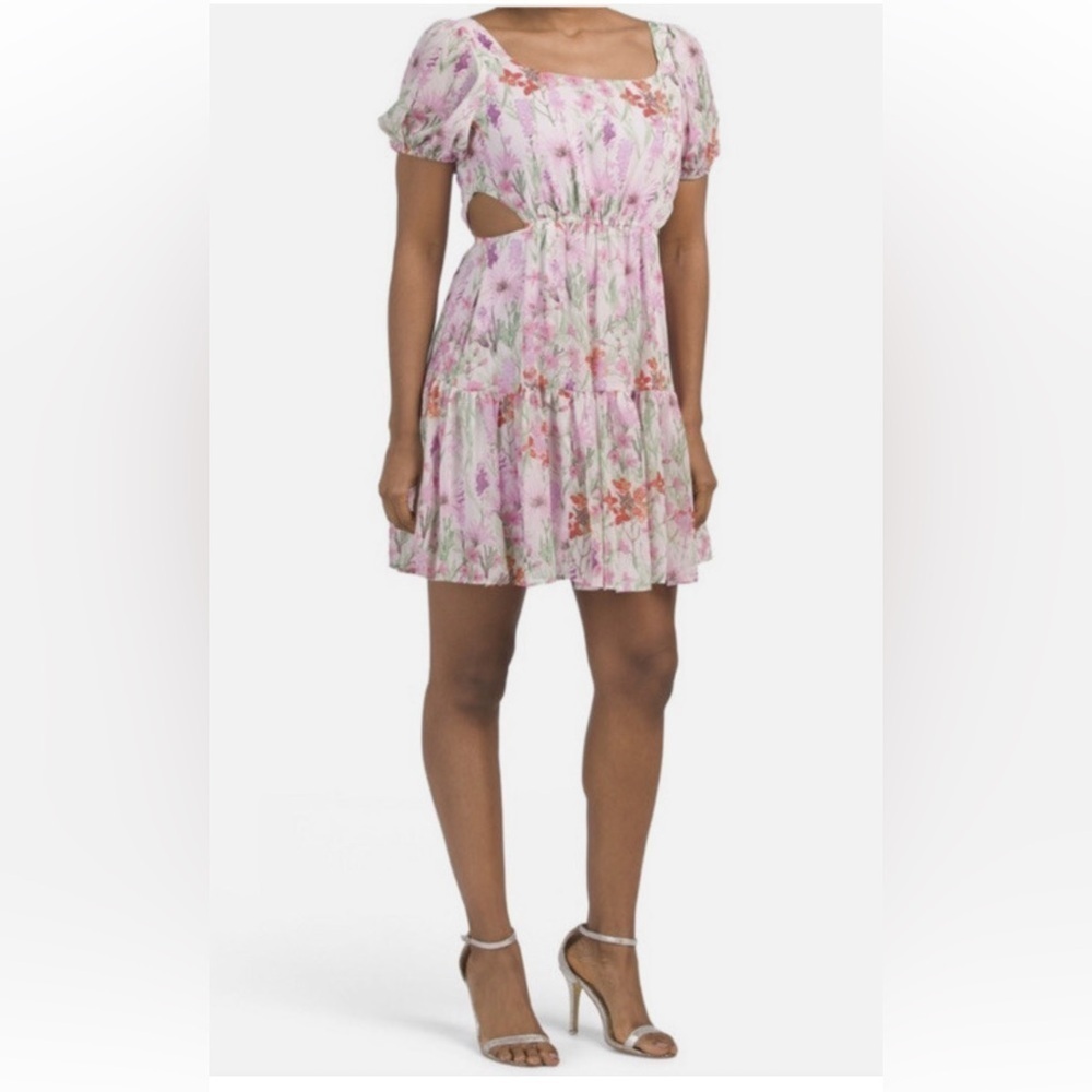 Taylor Pink Floral Mini Dress Size 4. E100